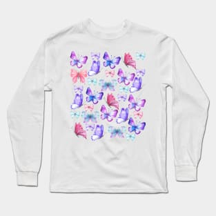 Light Coloured Butterfly Pattern Long Sleeve T-Shirt